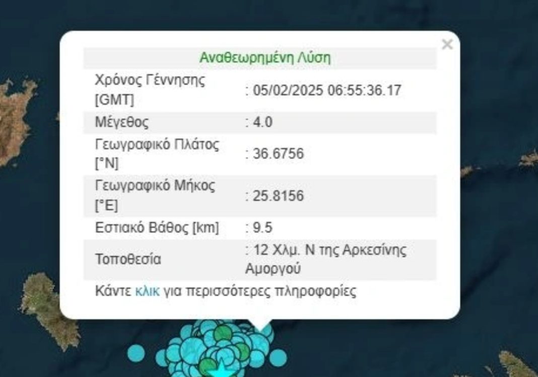 Νέος σεισμός 4 Ρίχτερ στην Αμοργό