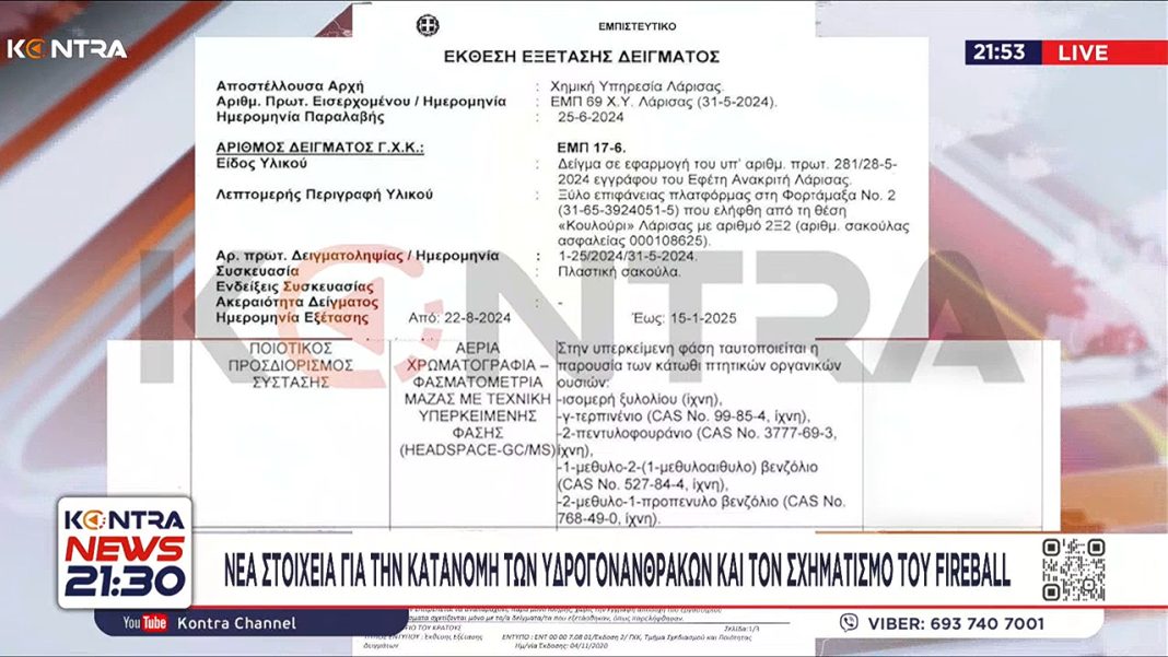 Τέμπη - Σοκαριστική αποκάλυψη για το Fireball που σχηματίστηκε από τους υδρογονάνθρακες